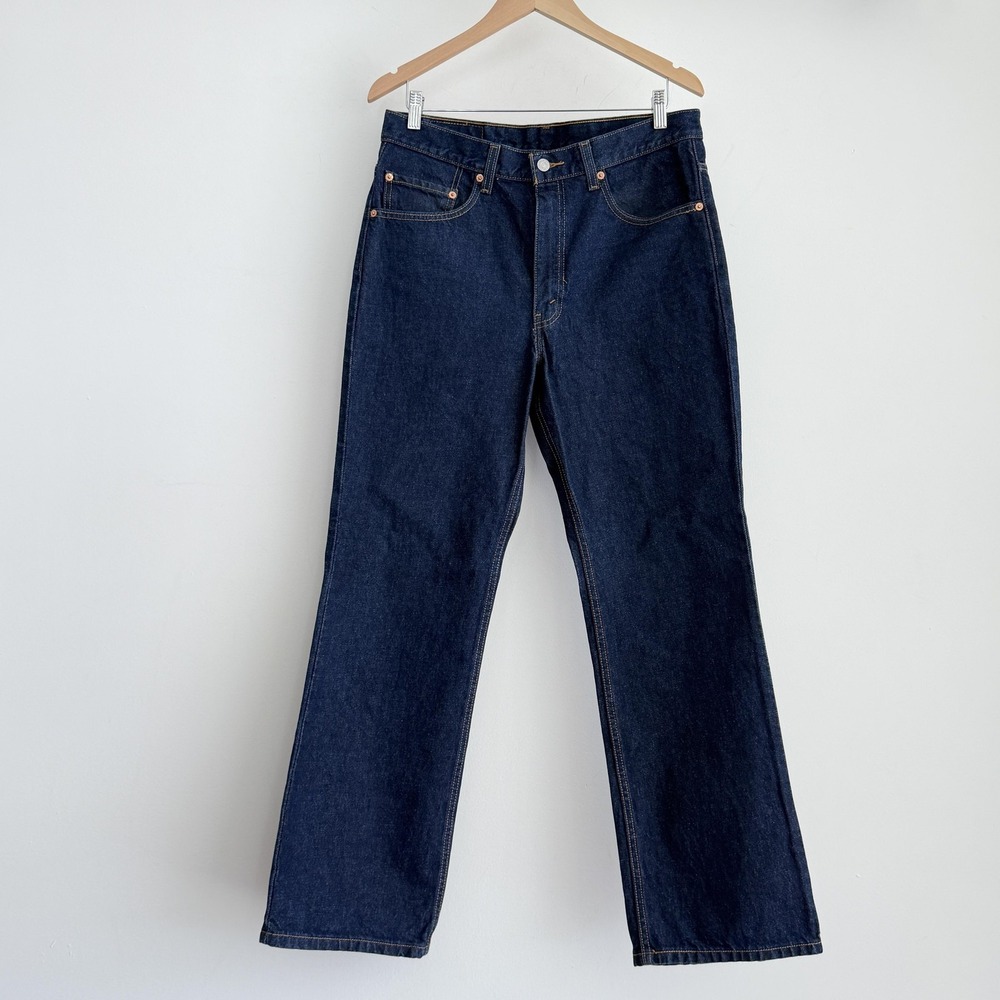 Vintage Levi's 517 Bootcut Jeans Mens 34x30 Dark Indigo Wash Denim Slim Y2K